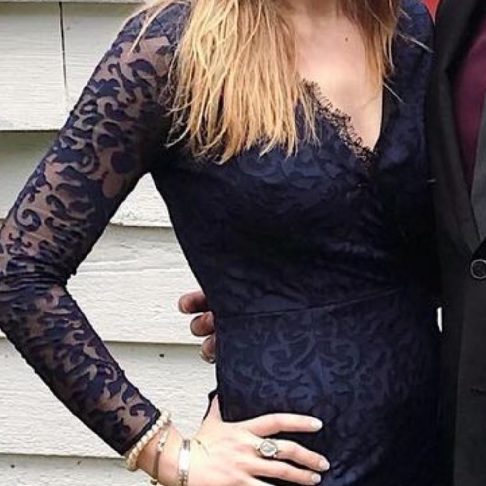 Jessica Simpson blue and black lace dress